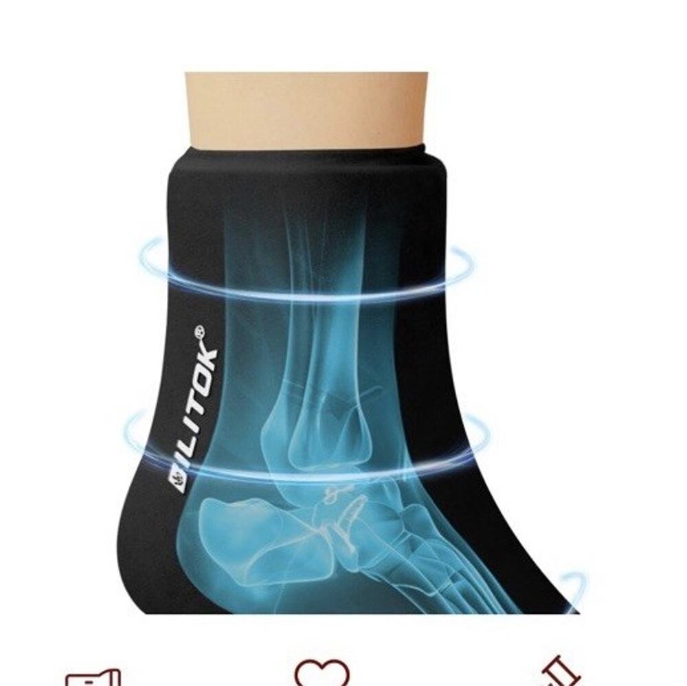 BILITOK Ankle & Foot Gel Cold Wrap Pain Relief Reusable Microwaveable Black